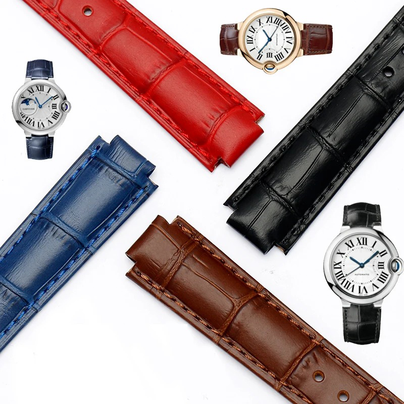Bracelet de montre en cuir vér - Cartier Watch Ballon Bleu avis et prix